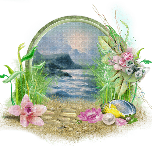 Beach.Cluster.Brown.Blue.Yellow.Pink.Green - PNG gratuit