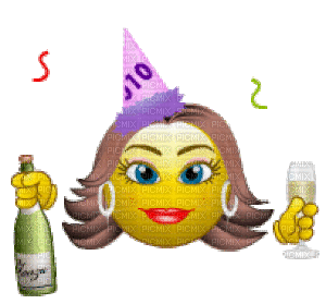 smiley fun face yellow  deco  tube  animation gif anime animated party birthday new year - GIF animasi gratis