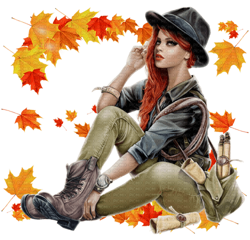 Woman. Fall. Autumn. Leila - 免费PNG