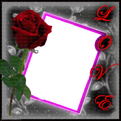 MMarcia gif cadre frame rosa vermelha love - GIF animado gratis