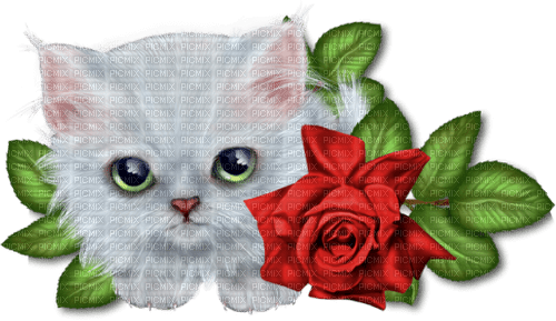 Cat.Rose.Gray.Red - Free PNG