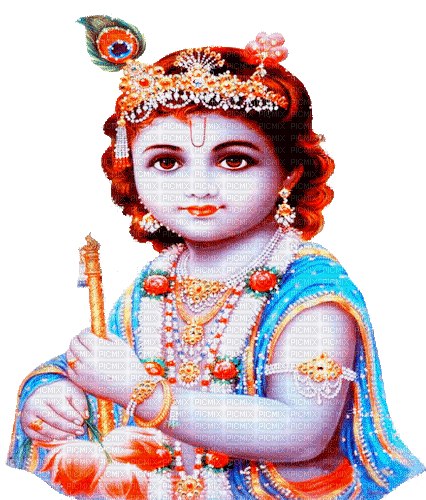 soave Krishna baby children animated blue orange - GIF animé gratuit