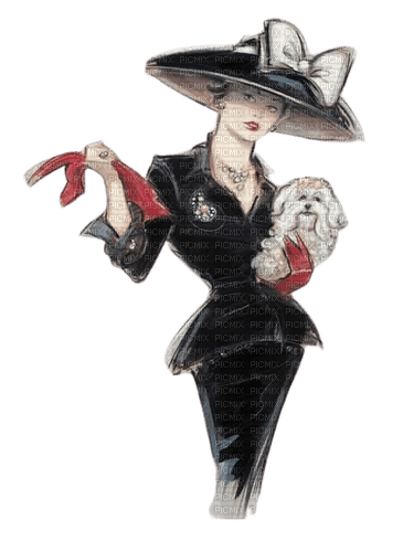 Woman Vintage Dog Black Red - Bogusia - δωρεάν png