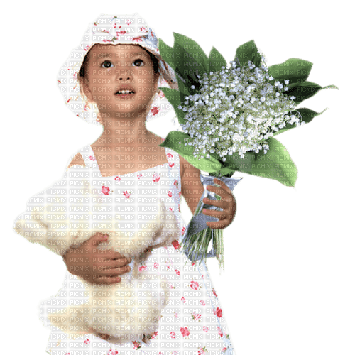 Child with Lily of the Valley/ enfant avec Muguet - zadarmo png
