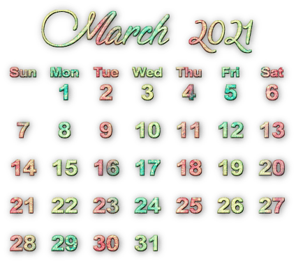 soave calendar deco march text 2021 - zadarmo png