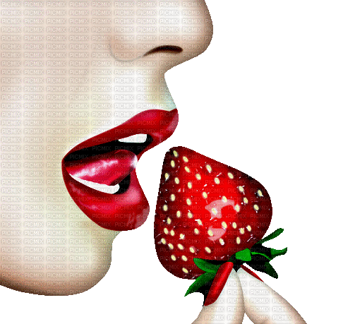 Femme J'adore les fraises,gif,Pelageya - Free animated GIF