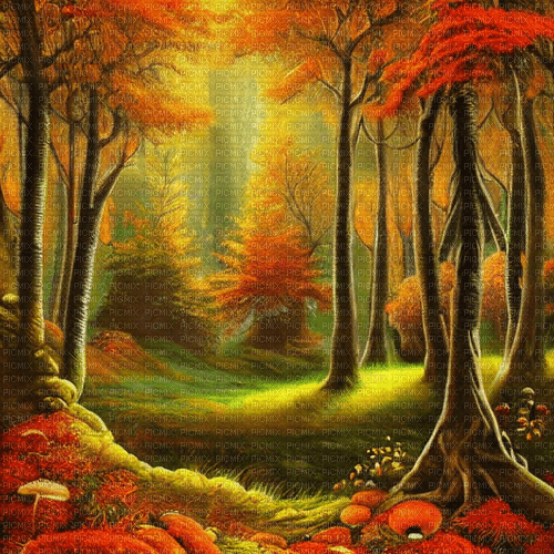 kikkapink autumn fantasy background forest - png gratis