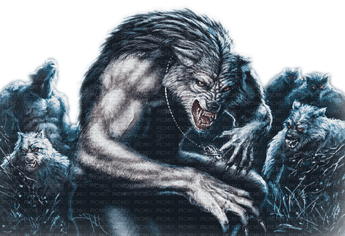 soave deco fantasy gothic werewolf blue brown - Free PNG