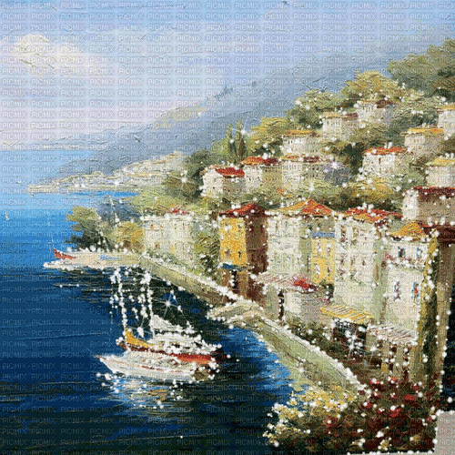 dolceluna summer painting sea background animated - Besplatni animirani GIF