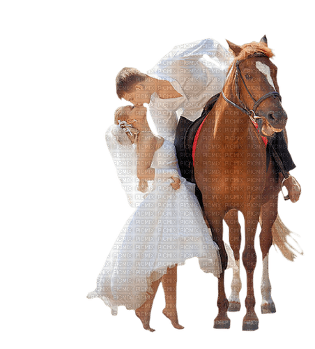 Couple à cheval - nemokama png