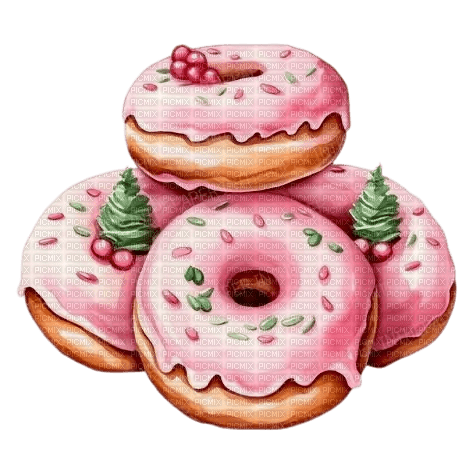 Pink Christmas donuts - PNG gratuit
