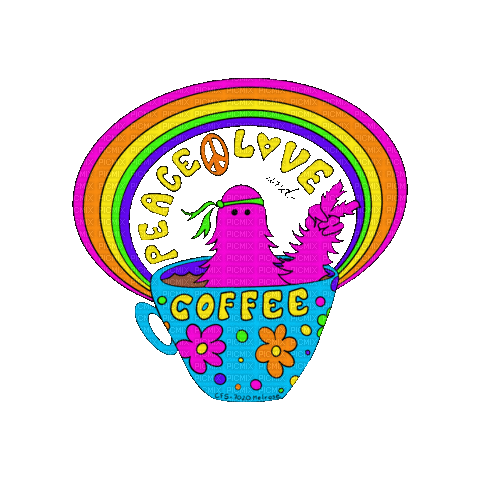 Peace & Love Coffee - GIF animate gratis