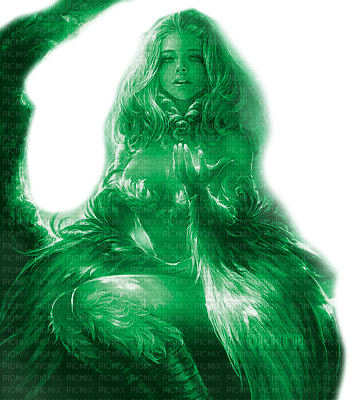 Y.A.M._Fantasy woman girl green - ücretsiz png