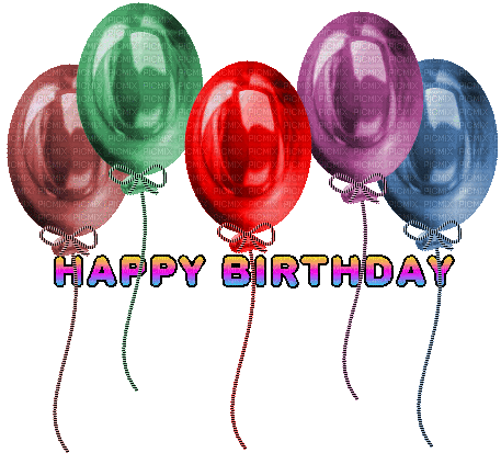 Happy Birthday, Ballons - Zdarma animovaný GIF