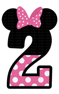 image encre numéro 2  à pois bon anniversaire Minnie Disney edited by me - Free PNG