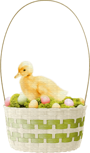 Basket.Eggs.Duck.Yellow.Green.Pink.White - ücretsiz png