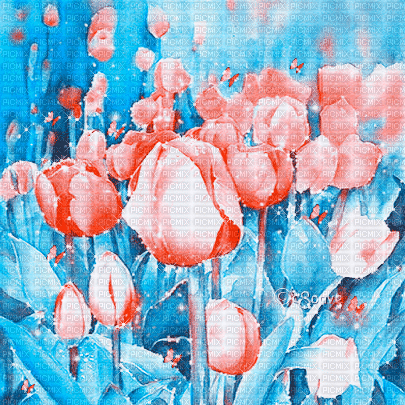 soave background animated flowers spring  tulips - Бесплатный анимированный гифка