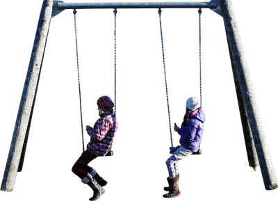 Kaz_Creations Children Friends On Swings - PNG gratuit