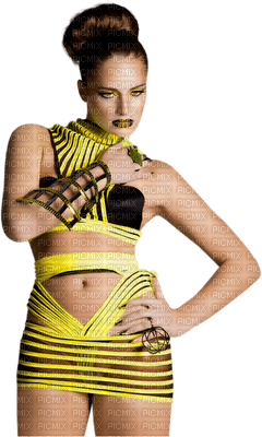 Kaz_Creations Woman Femme Yellow-Black - PNG gratuit