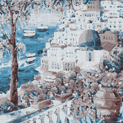 soave background animated city terrace flowers - 免费动画 GIF