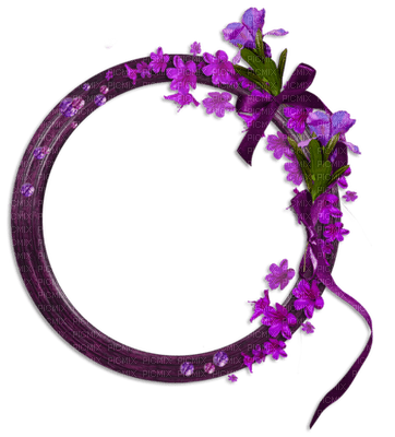 flower fleur blossom blumen deco tube spring printemps fleurs purple cadre frame rahmen round circle - PNG gratuit