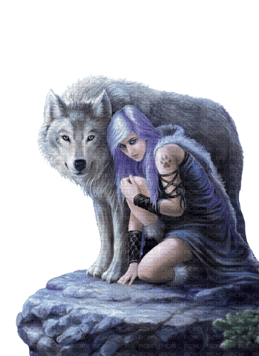 woman dark dolceluna anne stokes fantasy wolf - gratis png