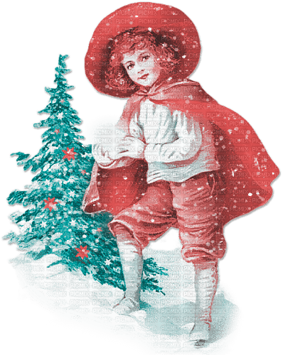 soave boy children winter vintage christmas tree - фрее пнг
