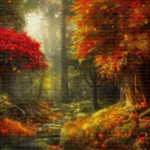 kikkapink fantasy background forest autumn - png gratuito