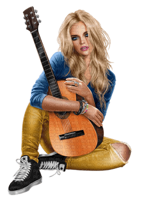 minou-woman-kvinna-gittar-guitar - png grátis