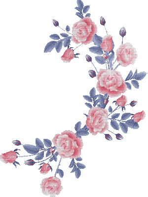 soave deco flowers rose animated branch pink blue - Free animated GIF