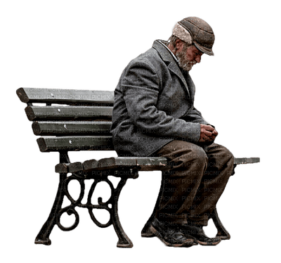 old man sitting on the bench - gratis png