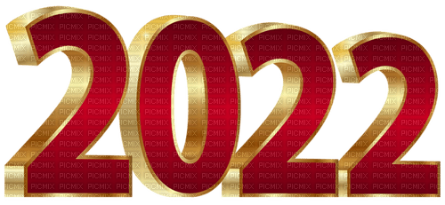 Red gold Text 2022 New year - ücretsiz png