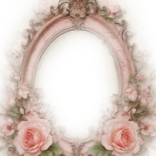 frame vintage pink flowers - png ฟรี