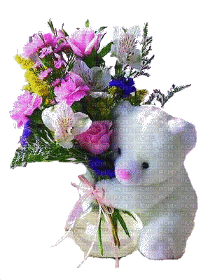 oso by EstrellaCristal, deco , oso , blanco , flores , love , fleur ,  flowers - GIF animado gratis - PicMix