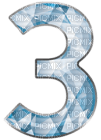Kaz_Creations Numbers Light Blue Crystal 3 - 免费PNG
