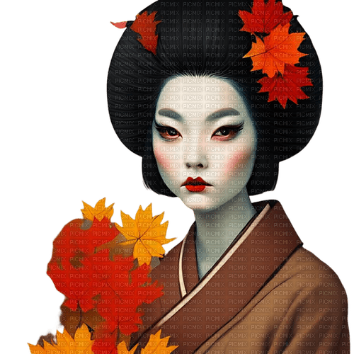 kikkapink autumn woman geisha - ilmainen png