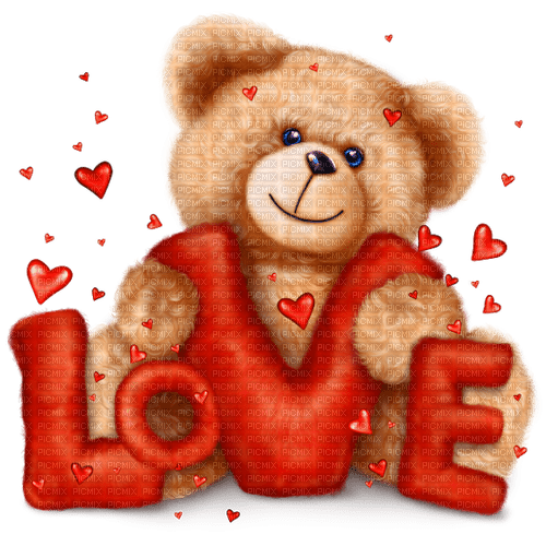 teddy bear text love red - zdarma png