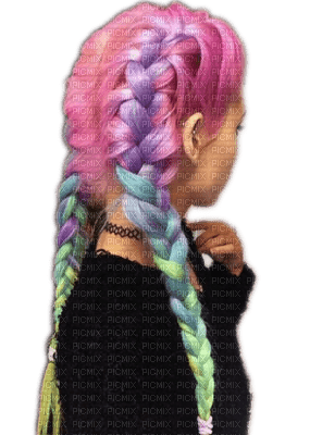 woman pink hair bp - gratis png
