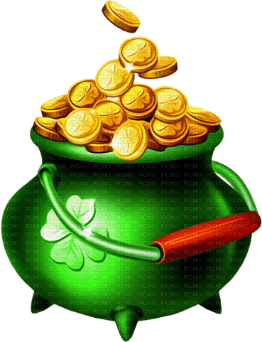 Pot.Coins.Green.Brown.Gold - ücretsiz png