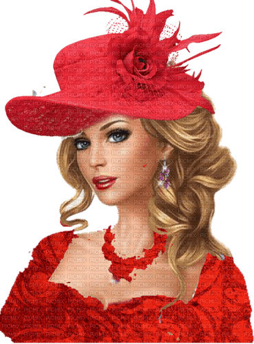 kviinna hatt-röd--woman-hat-red - png grátis