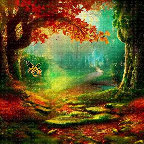 kikkapink autumn fantasy background forest - ingyenes png
