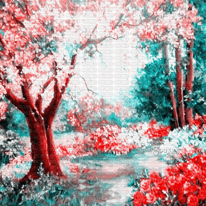soave background animated spring painting garden - GIF animasi gratis