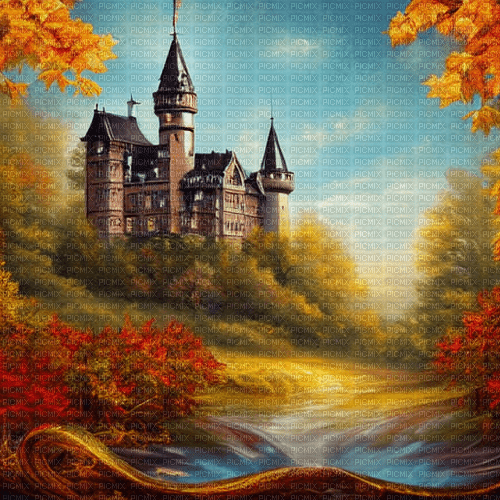 kikkapink autumn background castle - безплатен png
