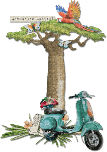 Adventure Clusterframe Tree Scooter Flowers Word - 免费PNG