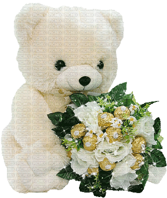 bear white, glitter , rose , bear - Free animated GIF - PicMix
