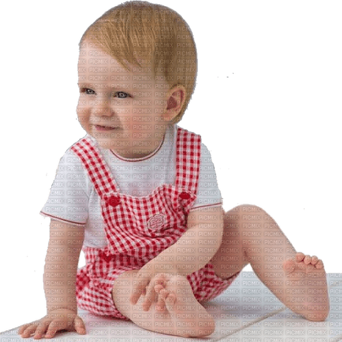 Baby wearing red gingham png - PNG gratuit