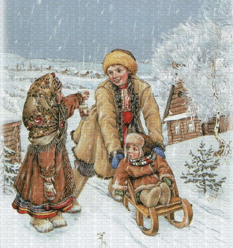 niños vintage invierno dubravka4 - GIF animado grátis