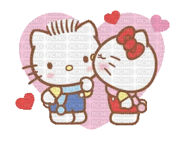 Hello kitty Daniel kiss bisous mignon cute - GIF animasi gratis