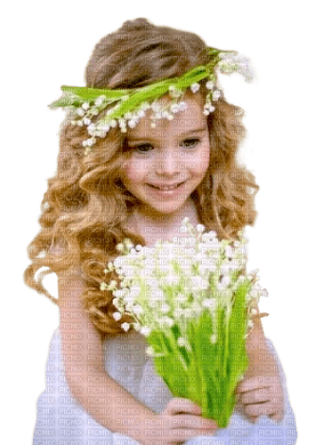 Child with Lily of the Valley/ enfant avec Muguet - ingyenes png