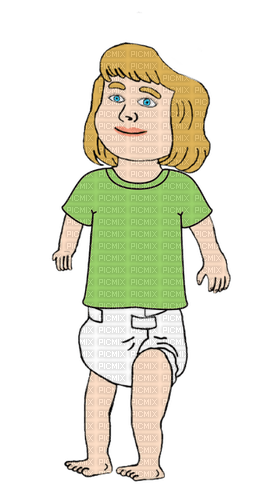 Blonde baby in green shirt - png gratuito